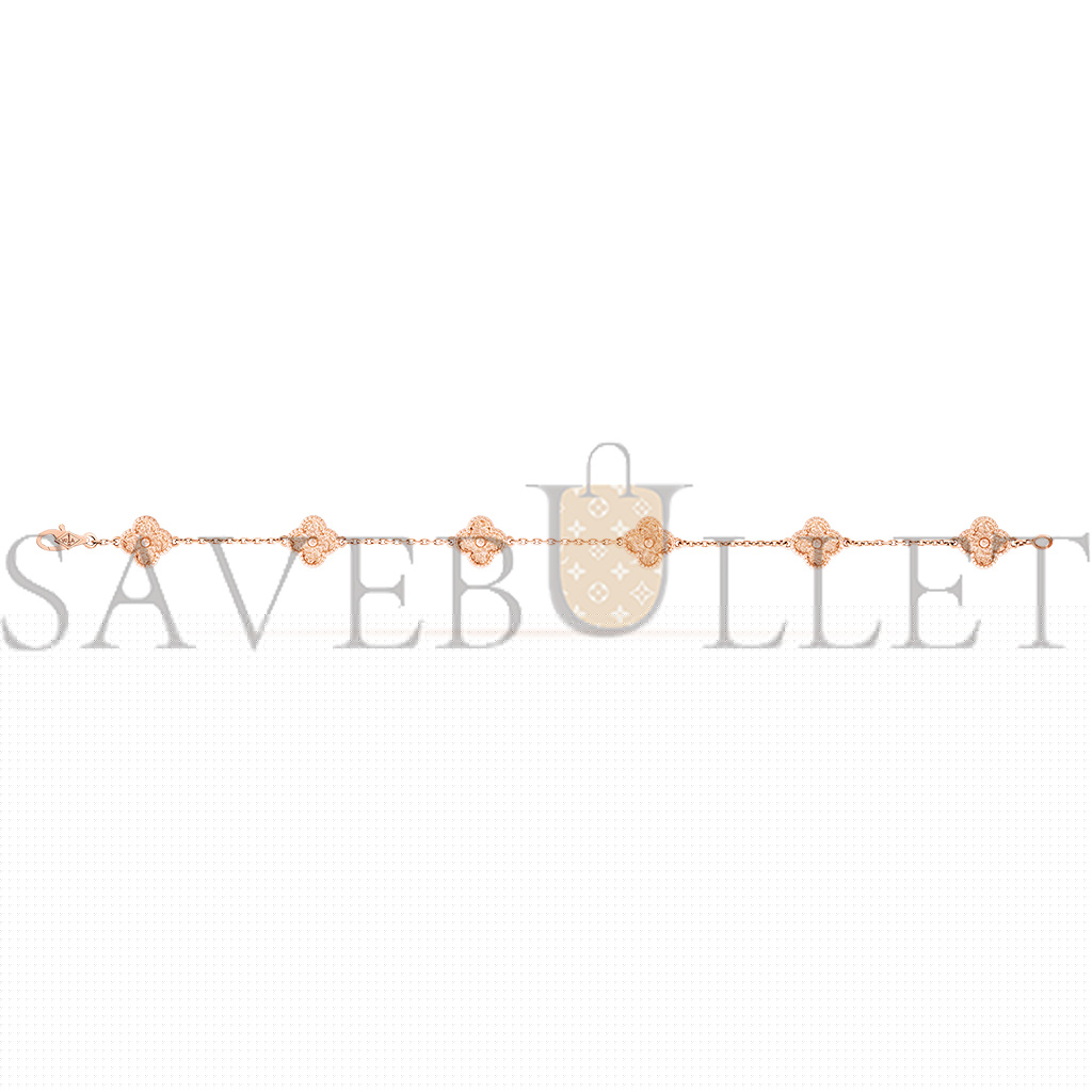 V*N CL*F arpels sweet alhambra bracelet, 6 motifs - rose gold  vcaro8dd00